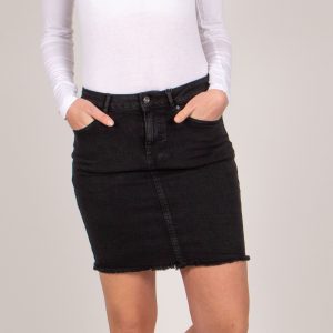 Pieces - Pcaia mw dnm skirt - Nederdele - BLACK DENIM - XL