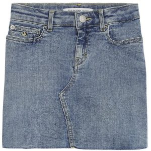 Calvin Klein Nederdel - Mid Rise - Denim Wash Blue - 8 år (128) - Calvin Klein Nederdel
