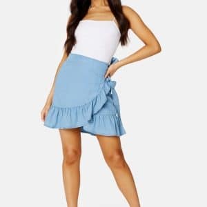 ONLY Sofia Wrap Denim Skirt Medium Blue Denim L