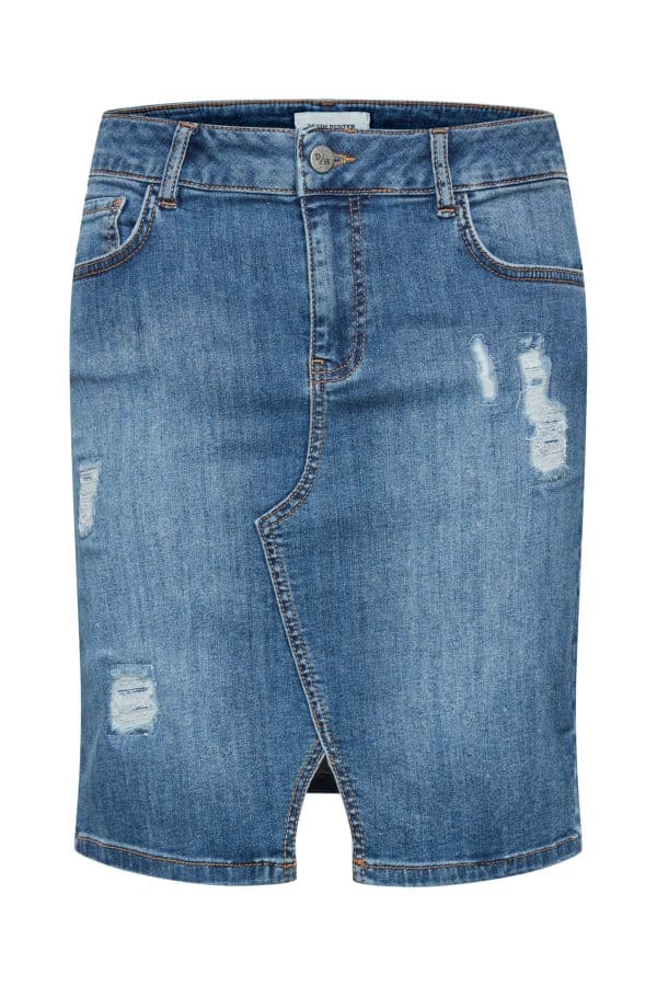 Denim Hunter Dhcelina Torn Nederdel, Farve: Blå, Størrelse: 40, Dame