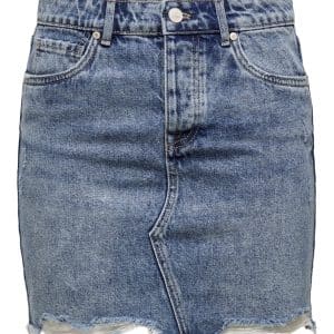Only Sky Life Raw Hem Acid Wash Denim Mini Skirt - Blå - Størrelse 36 - Jeans