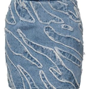 Gestuz - Nederdel - LarisaGZ MW Mini Skirt - Frayered Denim Blue