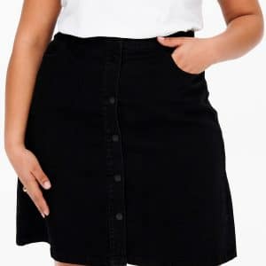 Only Carmakoma Carmanni - Smart sort denim nederdel med knapper, 42