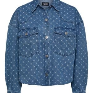 Pieces - Jakke - PC Nursel LS Short Shirt - Medium Blue Denim