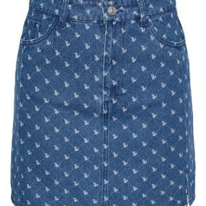 Pieces - Nederdel - PC Nursel HW Slit Skirt - Medium Blue Denim