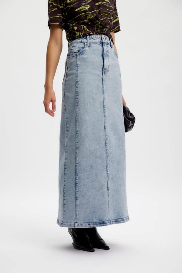 Gestuz Janicegz Long Nederdel 10908218 101120 Washed Mid Blå, Størrelse: 34, Farve: Washed Mid Blå, Dame