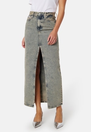 Calvin Klein Jeans Front Split Maxi Denim Skirt 1A4 Denim Medium 28
