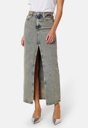 Calvin Klein Jeans Front Split Maxi Denim Skirt 1A4 Denim Medium 29