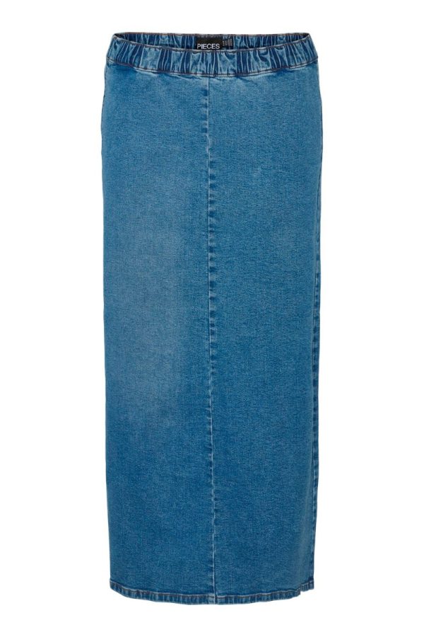 Pieces - Nederdel - Pc Ginny Mw Midi Denim Skirt D2D Jit - Medium Blue Denim (Levering i februar)