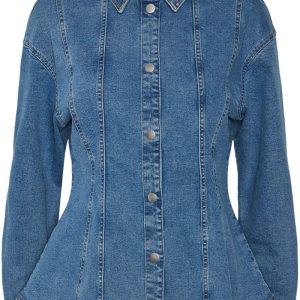 Pieces - Skjorte - Pc Ginny Ls Denim Shirt D2D Jit - Medium Blue Denim (Levering i februar)