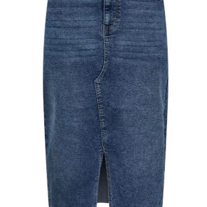 Pieces - Nederdel - PC Jessie HW Denim Midi Skirt - Medium Blue Denim