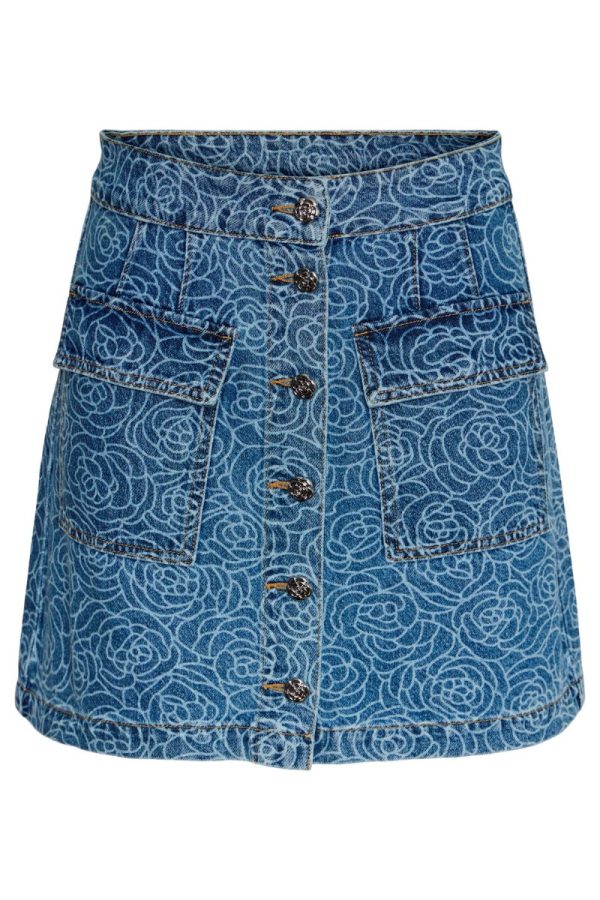 Y.A.S - Nederdel - Rosalyn Hw Mini Skirt S. - Medium Blue Denim