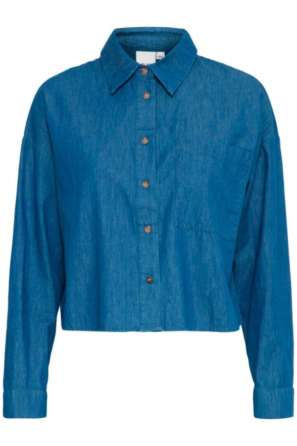 Ichi - Skjorte - IX Krista SH - Washed Blue Denim
