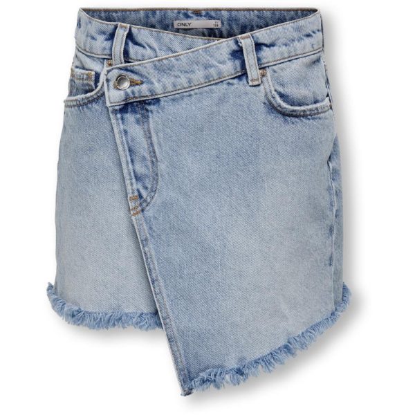 kids ONLY Light Blue Denim Kat Uneaven Closure Denim Nederdel - Str. 128