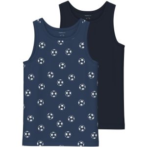 Name It Dark Denim Tank Top 2-pack Dark Denim Football Noos - Str. 104