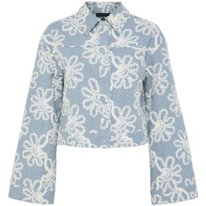 PIECES dame jakke PCLIBBEY - Medium Blue Denim Flower