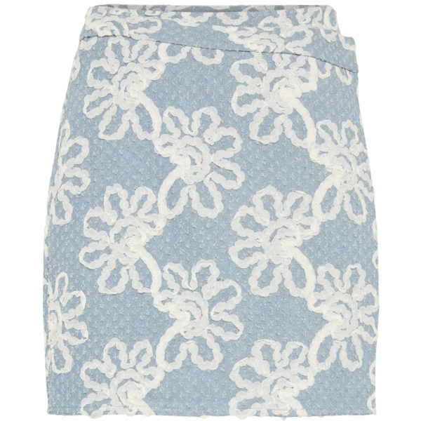 PIECES dame nederdel PCLIBBEY - Medium Blue Denim Flower