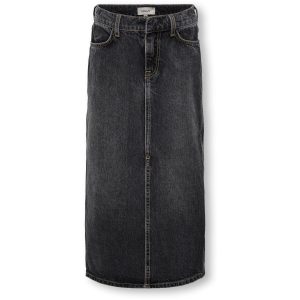 kids ONLY Washed Black Cilla Long Slit Nederdel Denim - Str. 122