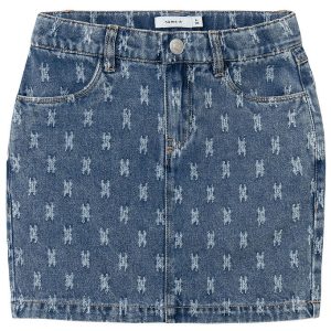 Name It Nederdel - NkfBente - Dark Blue Denim m. Mønster