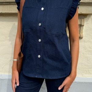 Continue - Vest - Jenny Denim Verst - Solid Blue (Levering slut september)