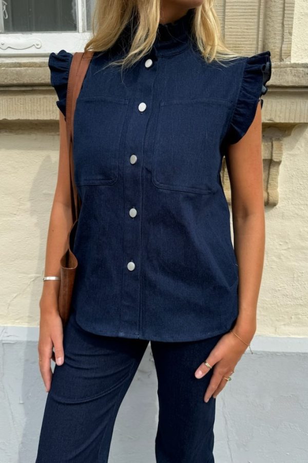 Continue - Vest - Jenny Denim Verst - Solid Blue (Levering slut september)