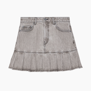 Future Denim Pleated Mini Skirt J1550 - Gray Quill - GANNI - Grå L