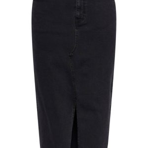 Pieces - Nederdel - PC Jessie HW Denim Midi Skirt - Black