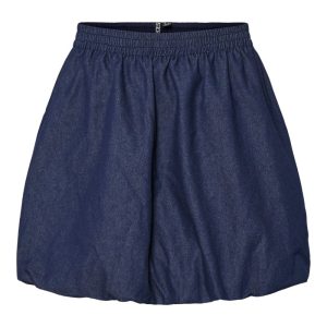 Pieces - Nederdel - PC Juliet Hw Short Balloon Skirt - Dark Blue Denim