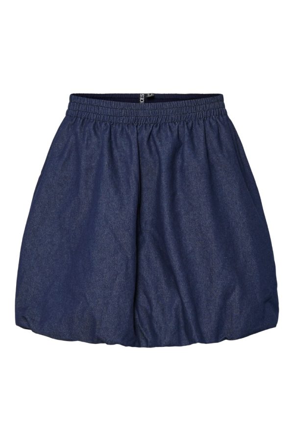 Pieces - Nederdel - PC Juliet Hw Short Balloon Skirt - Dark Blue Denim