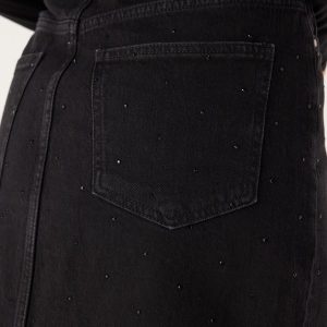 VILA Vijaf Hw Beading Midi Skirt Black Denim Detail:beading 34