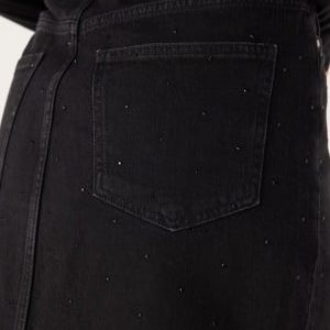 VILA Vijaf Hw Beading Midi Skirt Black Denim Detail:beading 36