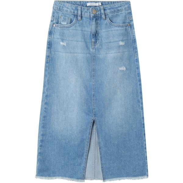 Name It Light Blue Denim Kat Denim Lang Nederdel Noos - Str. 134
