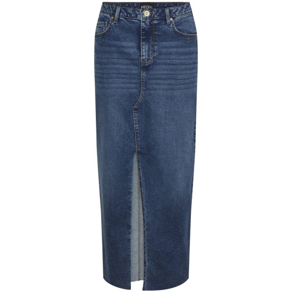 PIECES dame nederdel PCJESSIE - Medium blue denim