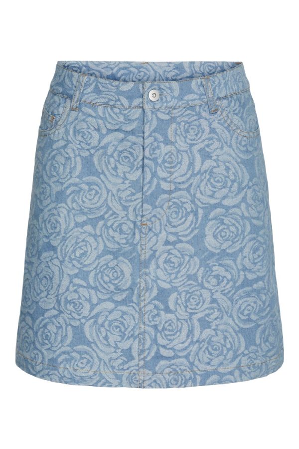 Pieces - Nederdel - PC Kalyn Hw Denim Skirt - Light Blue Denim