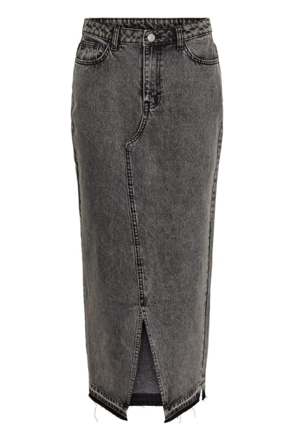 Pieces - Nederdel - PC Nora Hw Ankle Skirt - Grey Denim