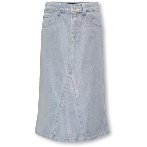 kids ONLY Light Blue Denim Canal Maxi Nederdel Silver Denim Red Cro - Str. 146