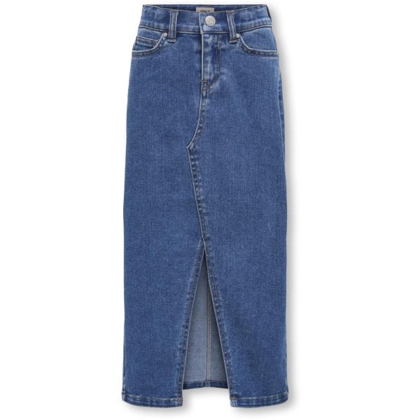 kids ONLY Medium Blue Denim Siri Front Slit Nederdel Denim - Str. 134