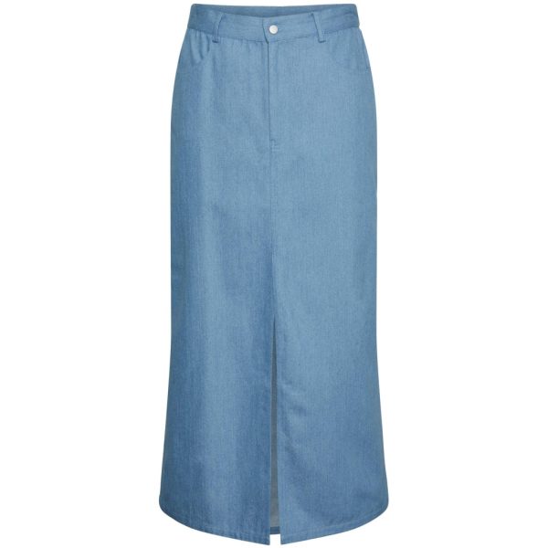 PIECES dame nederdel PCASTA - Light Blue Denim