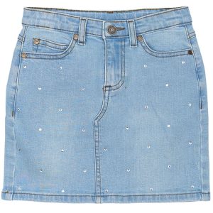 The New Nederdel - TnOda - Lyseblå denim m. Rhinsten