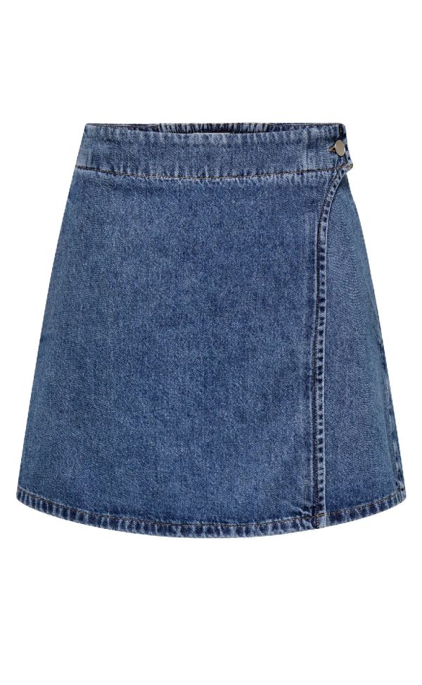 ONLY Nederdel - Thea Wrap Short - Medium Blue Denim