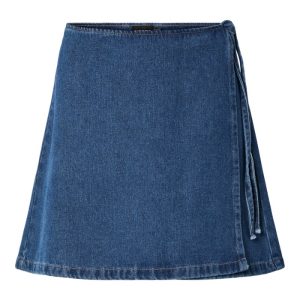 Pieces - Nederdel - Fibbo Hw Wrap Denim Skirt - Medium Blue Denim