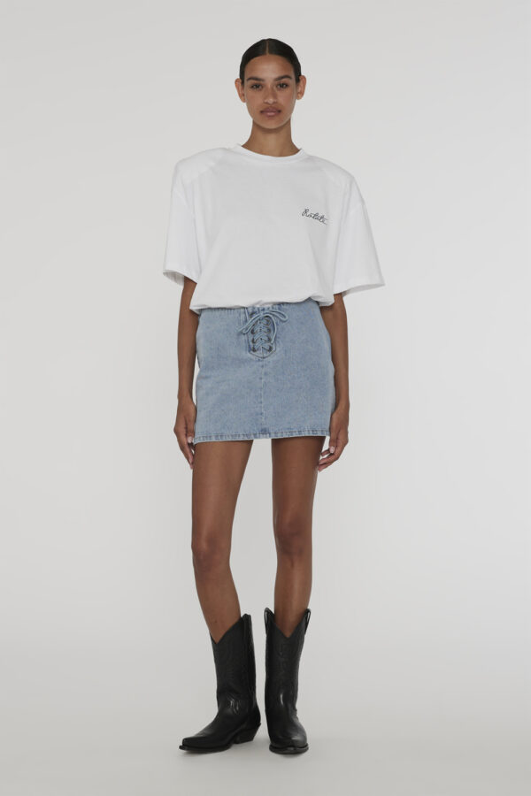 Denim Laced Mini Skirt
