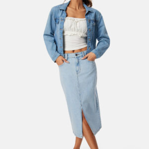 Denim Midi Slit Skirt
