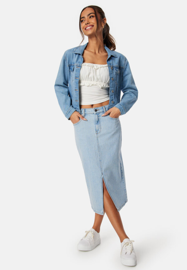 Denim Midi Slit Skirt