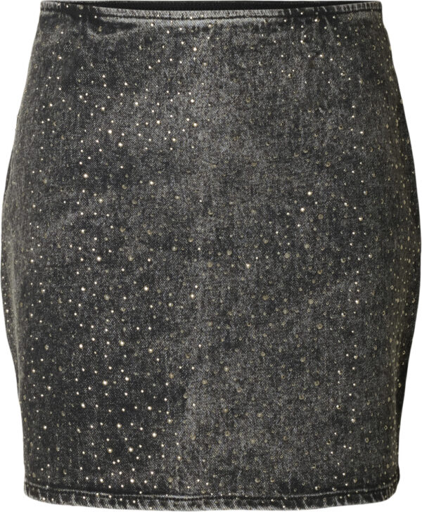 Slfmerle HW Short Black Denim Skirt