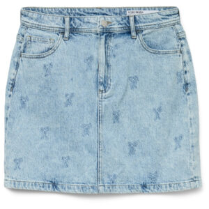 VERO MODA dame nederdel VMTESSA - Light Blue Denim EMBROIDERY