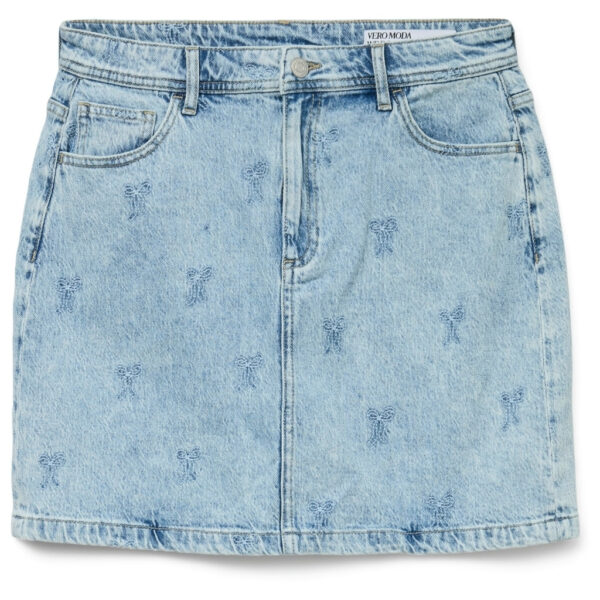 VERO MODA dame nederdel VMTESSA - Light Blue Denim EMBROIDERY
