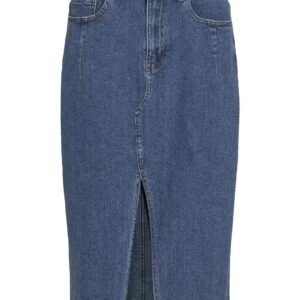 Visol RW Midi Slit denimnederdel - Medium Blue Denim