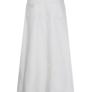 White Denim Double Fly Maxi Skirt