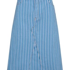 Stripe Denim Midi Skirt